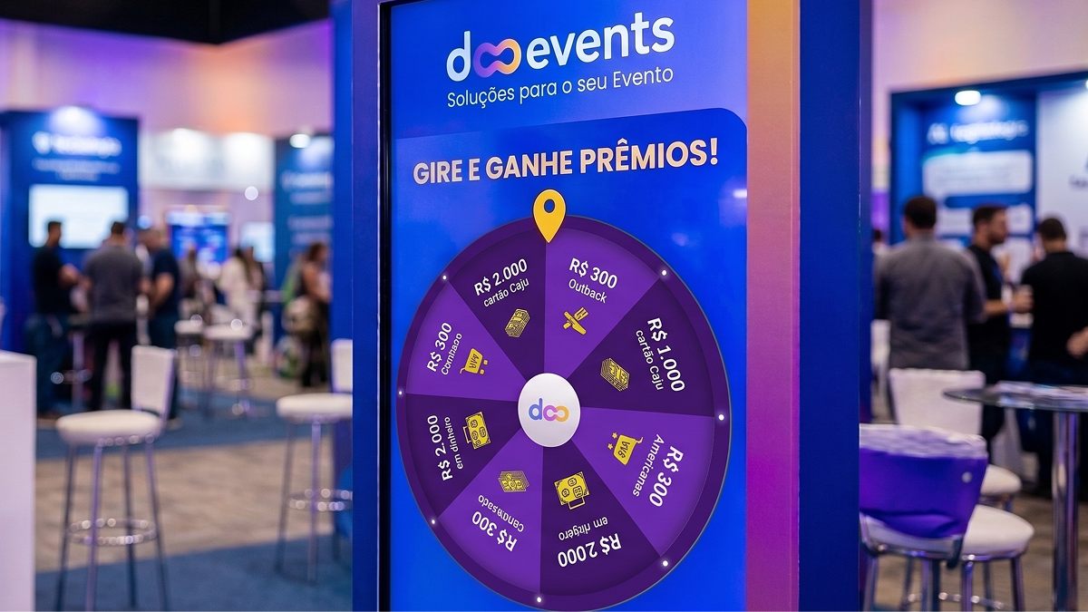 Roleta de prêmios personalizada com a identidade do evento
